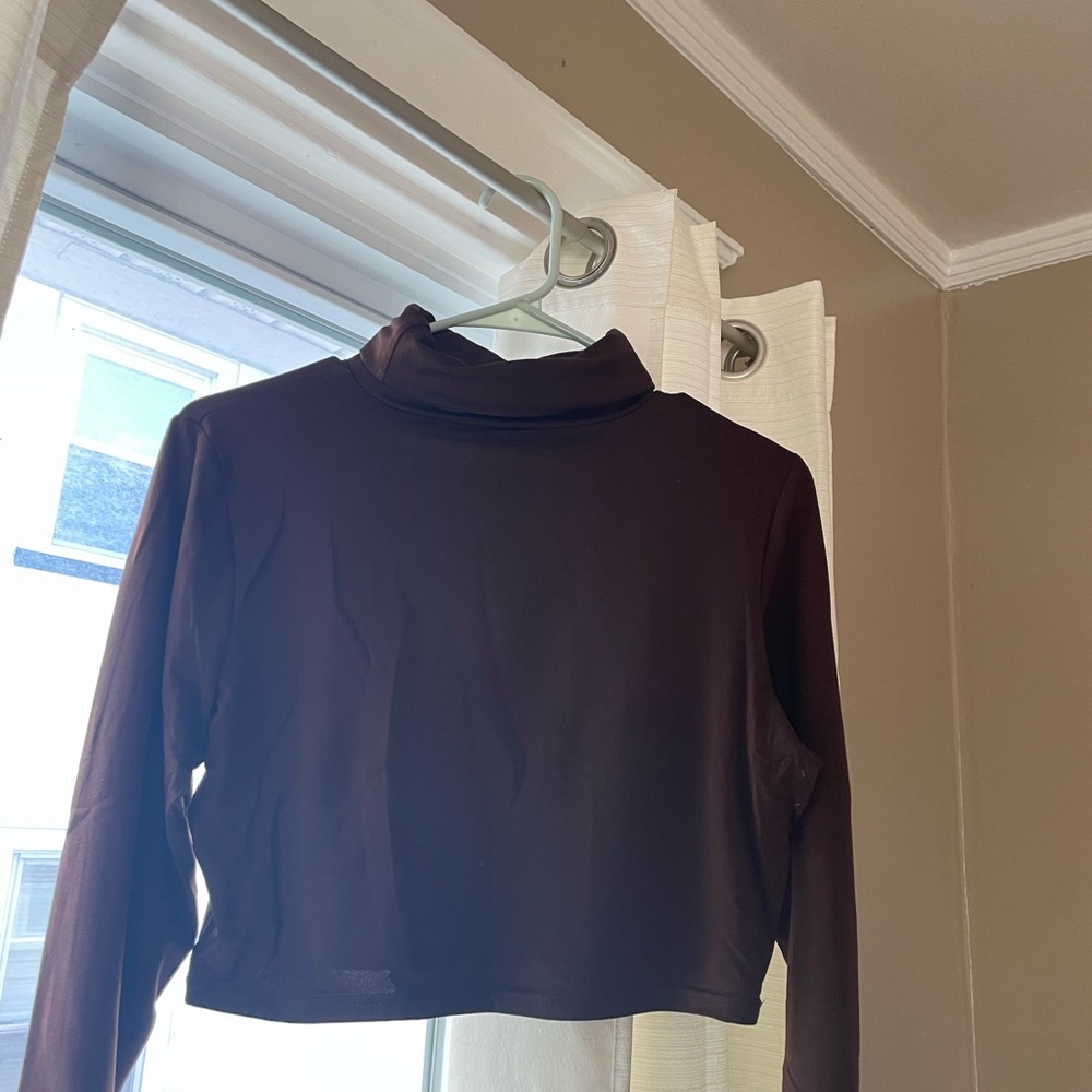 Womens dark brown crop turtleneck